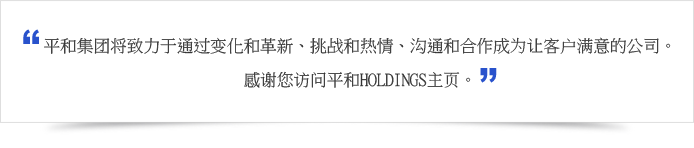 平和集团将致力于通过变化和革新、挑战和热情、沟通和合作成为让客户满意的公司。