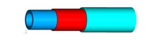 Inner layer rubber + THV resin layer + outer layer rubber - triple layered resin hose